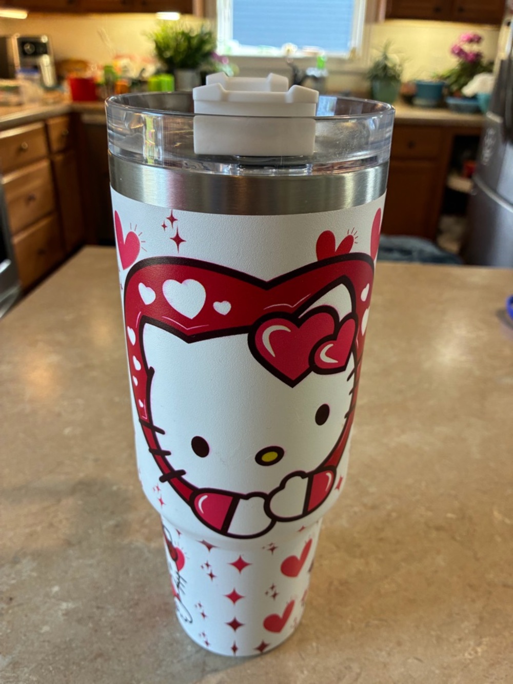 Hello Kitty White & Red Stainless Travel Tumbler - Branded Character Design